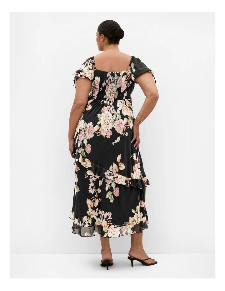 Plus Size Shayla Floral Print Maxi Dress in Black image 2