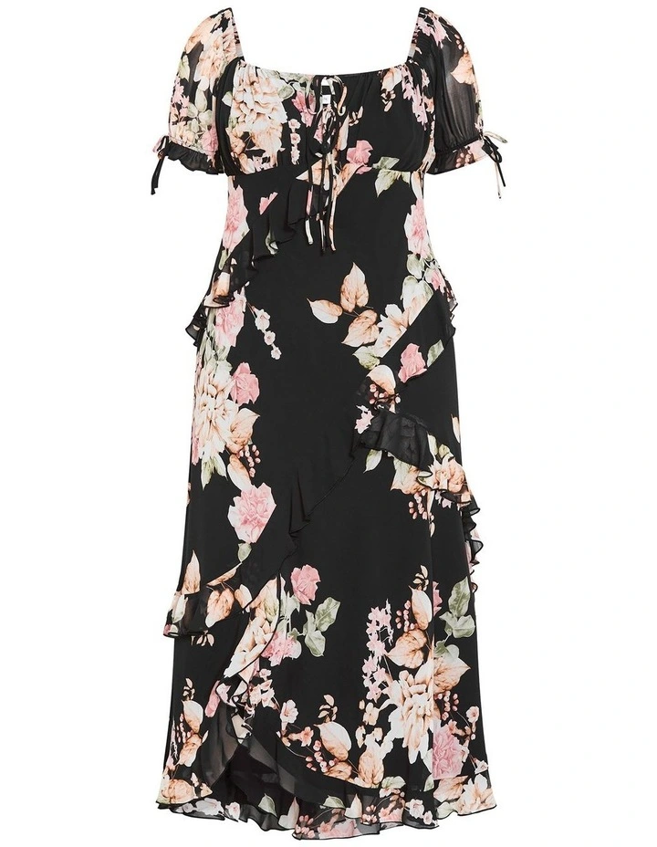Plus Size Shayla Floral Print Maxi Dress in Black image 3