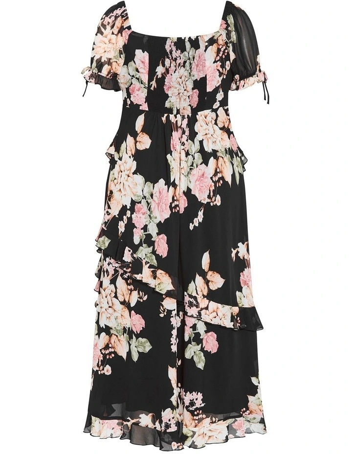 Plus Size Shayla Floral Print Maxi Dress in Black image 4
