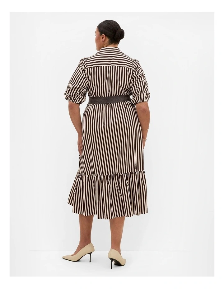 Plus Size Rosie Stripe Belted Dress in Dark Chocolate image 2