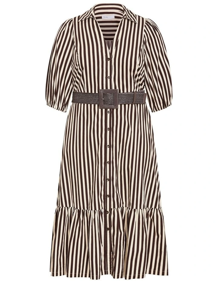 Plus Size Rosie Stripe Belted Dress in Dark Chocolate image 3