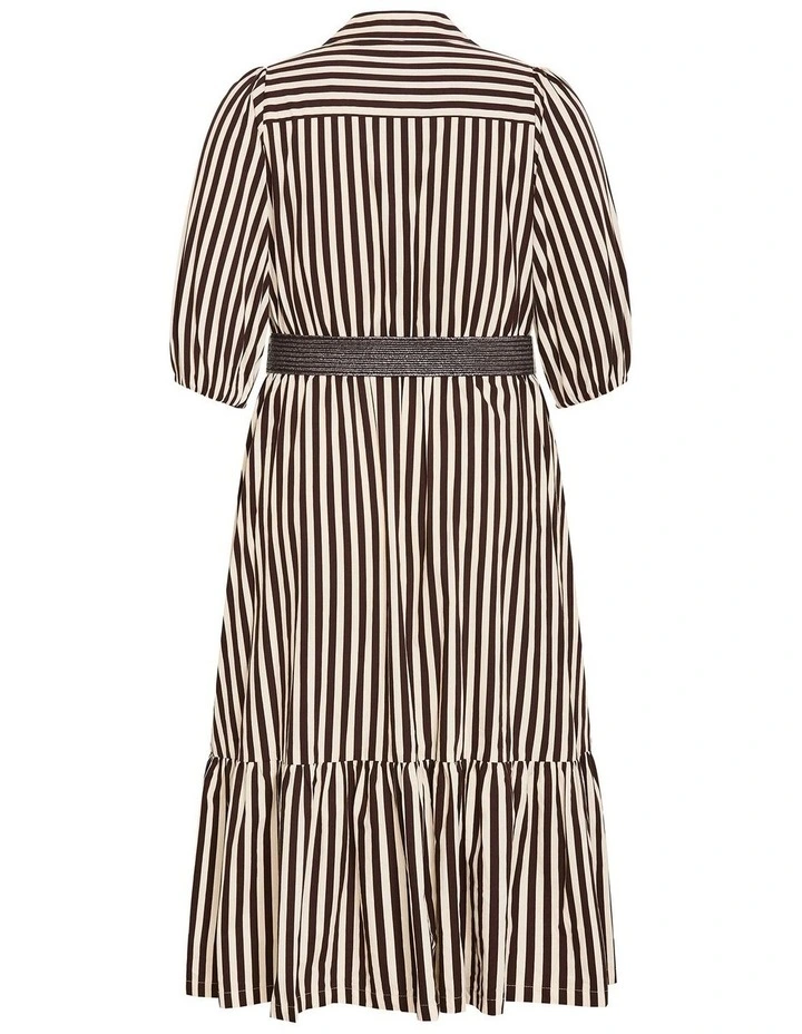 Plus Size Rosie Stripe Belted Dress in Dark Chocolate image 4