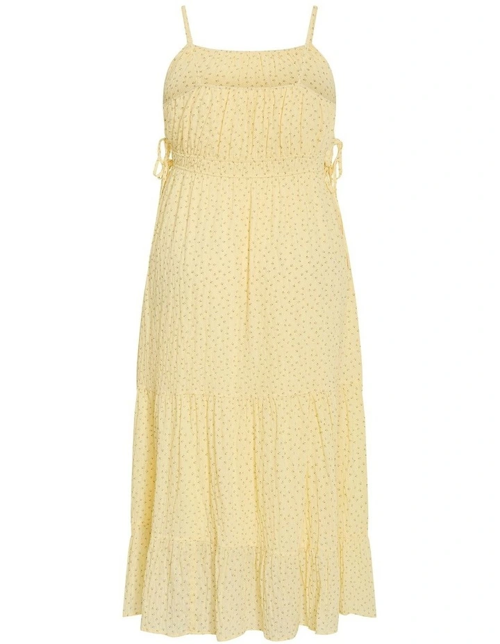 Plus Size Ditsy Print Tiered Maxi Dress in Lemon image 4
