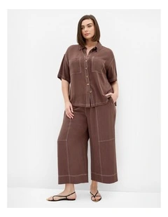 Plus Size Tia Stitch Detail Crop Pant in Chocolate