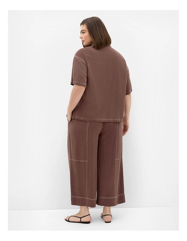 Plus Size Tia Stitch Detail Crop Pant in Chocolate image 2