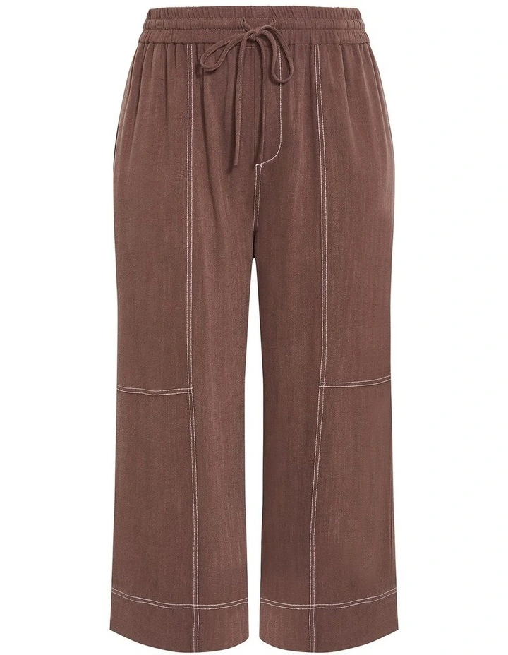 Plus Size Tia Stitch Detail Crop Pant in Chocolate image 3