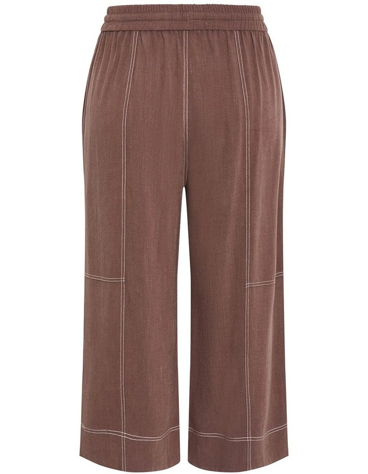 Plus Size Tia Stitch Detail Crop Pant in Chocolate image 4
