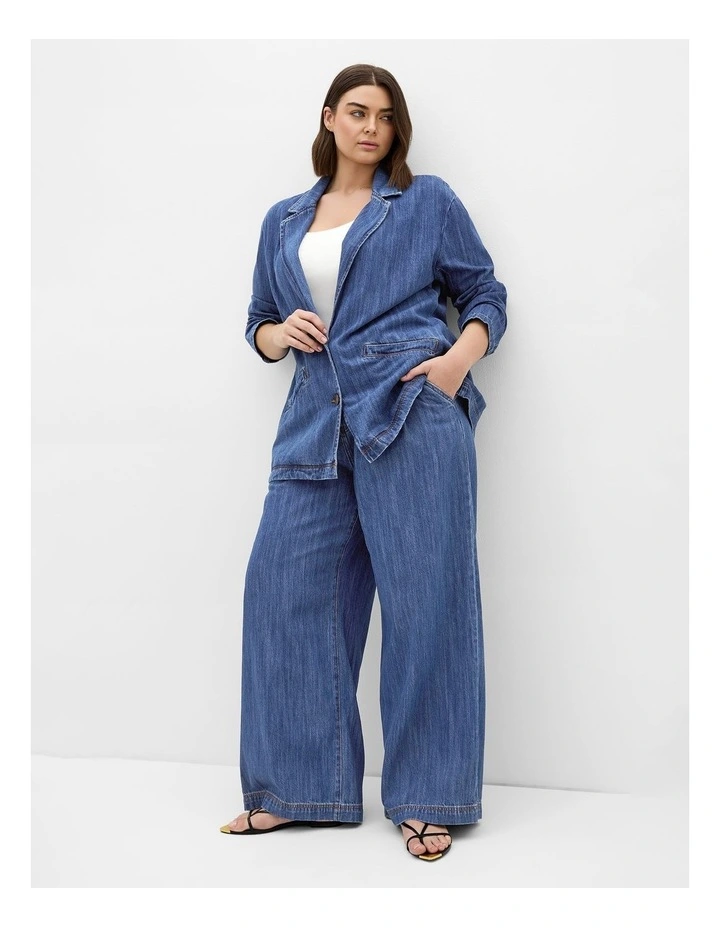 Plus Size Freya Oversized Denim Jacket in Mid Wash image 1
