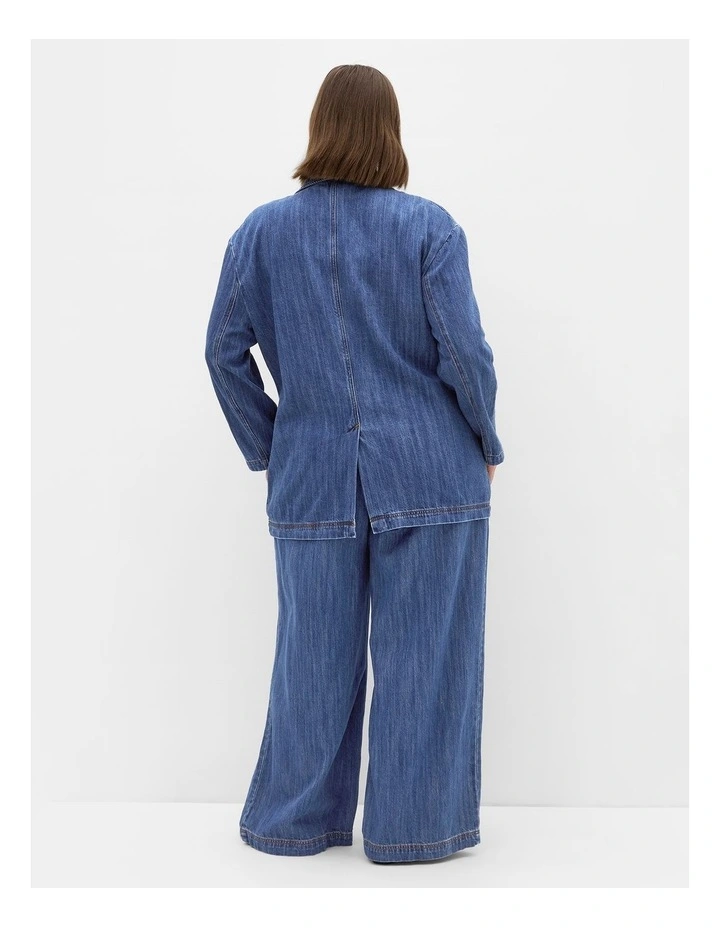 Plus Size Freya Oversized Denim Jacket in Mid Wash image 2