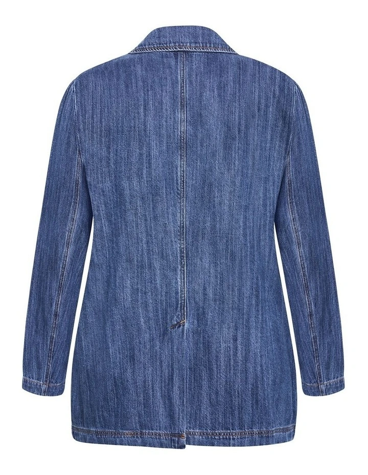 Plus Size Freya Oversized Denim Jacket in Mid Wash image 4