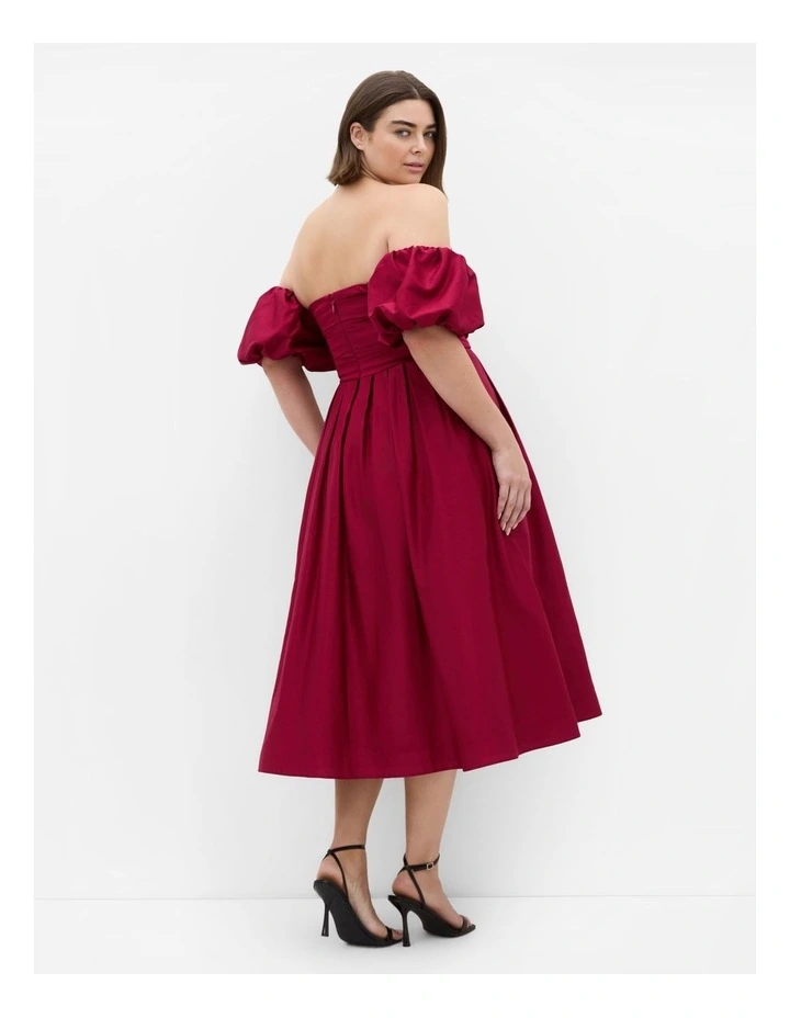 Plus Size Rosalee Puff Sleeve Midi Dress in Raspberry image 2
