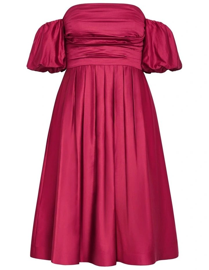 Plus Size Rosalee Puff Sleeve Midi Dress in Raspberry image 3