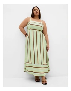 Plus Size Haven Stripe Maxi Dress in Matcha