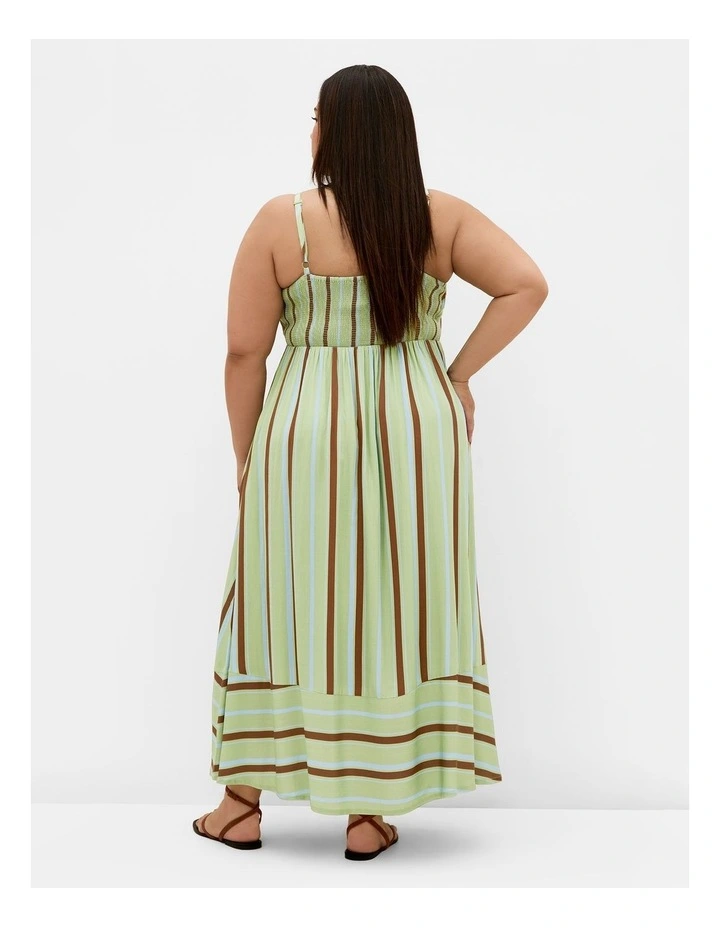 Plus Size Haven Stripe Maxi Dress in Matcha image 2
