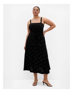 Plus Size Lola Spot A-Line Maxi Dress in Black