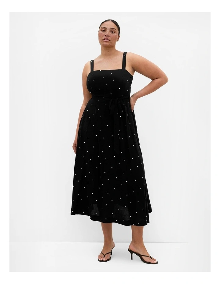 Plus Size Lola Spot A-Line Maxi Dress in Black image 1