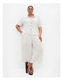 Plus Size Tia Stitch Detail Shirt in Ivory