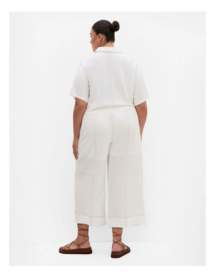 Plus Size Tia Stitch Detail Shirt in Ivory image 2