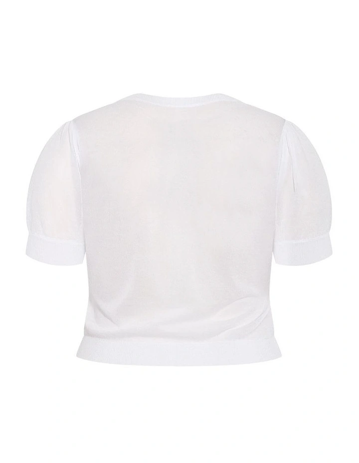 Plus Size Tara Short Sleeve Crop Cardigan in Ivory image 4