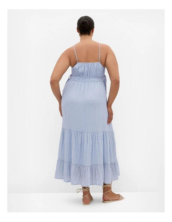 Plus Size Ditsy Print Tiered Maxi Dress in Blue image 2