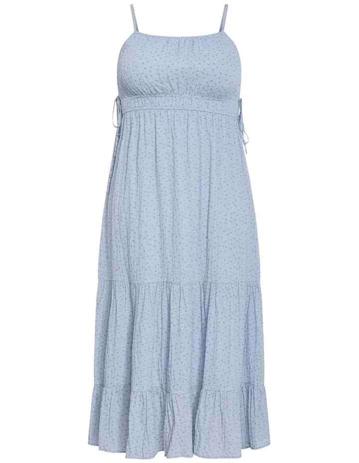 Plus Size Ditsy Print Tiered Maxi Dress in Blue image 3