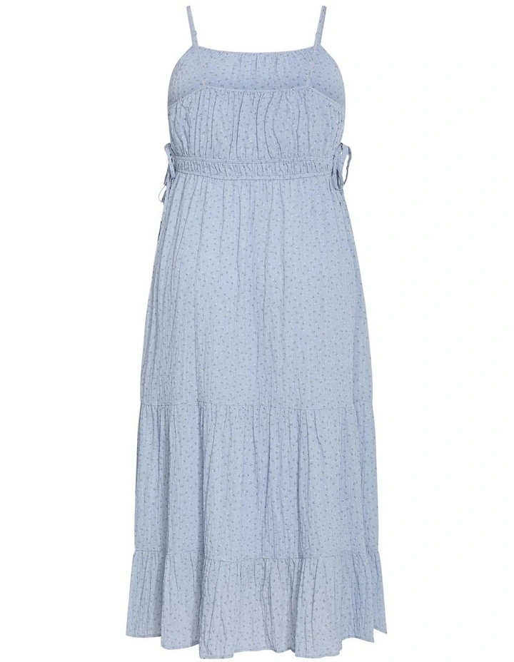 Plus Size Ditsy Print Tiered Maxi Dress in Blue image 4