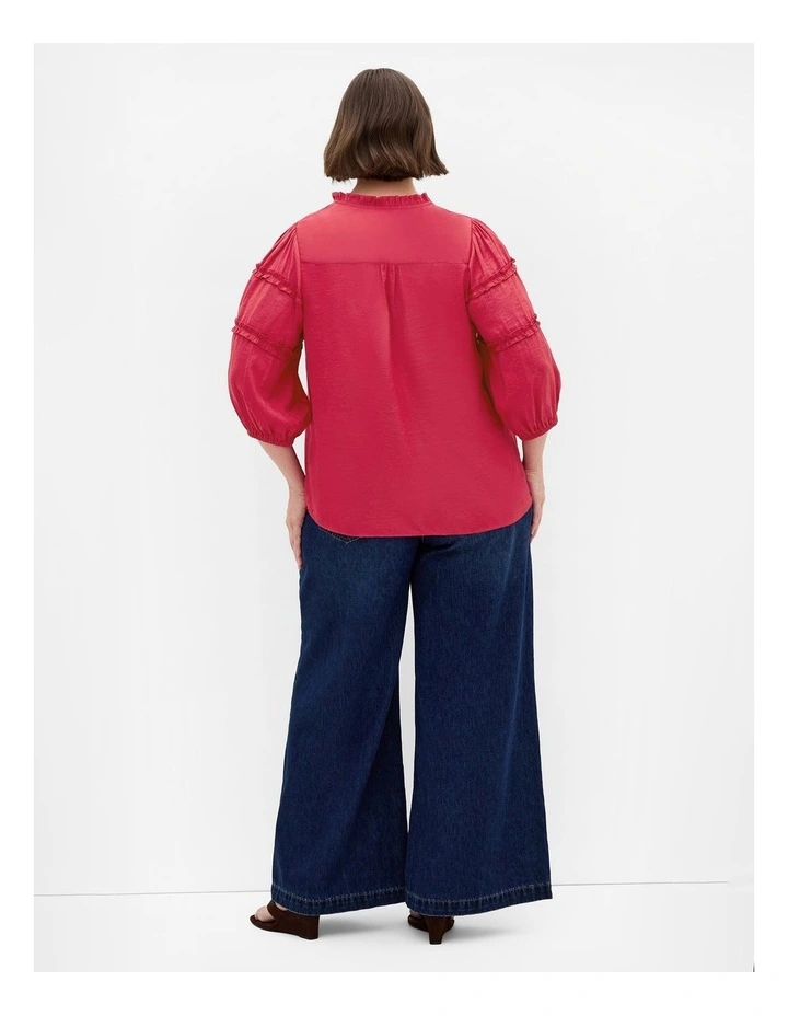 Plus Size Drama Queen Elbow Sleeve Shirt in Raspberry image 2