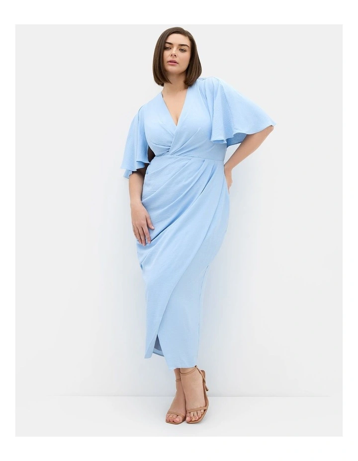 Plus Size Brae Faux Wrap Maxi Dress in Soft Blue image 1