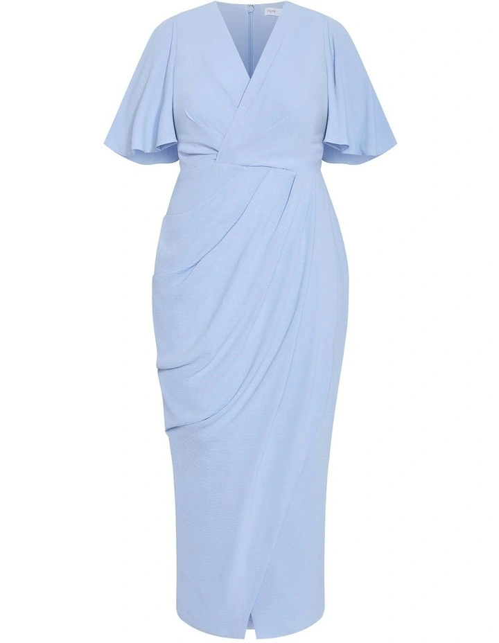 Plus Size Brae Faux Wrap Maxi Dress in Soft Blue image 3