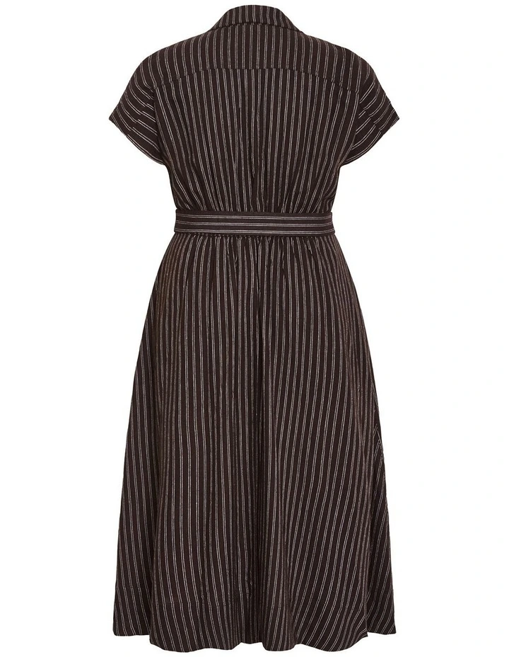 Plus Size Eva Belted Stripe Dress in Chocolate image 4