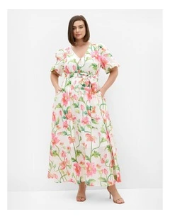 Plus Size Jamie Floral Print Maxi Dress in White