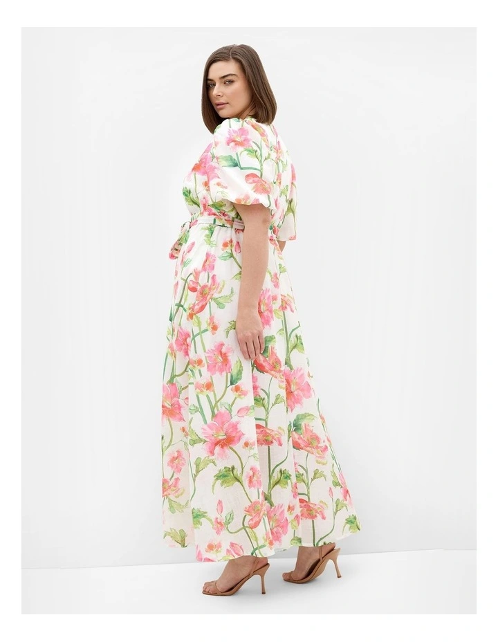 Plus Size Jamie Floral Print Maxi Dress in White image 2