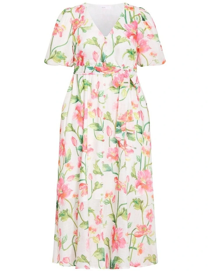 Plus Size Jamie Floral Print Maxi Dress in White image 3