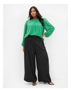 Plus Size Kelly Sheer Sleeve Top in Kelly Green