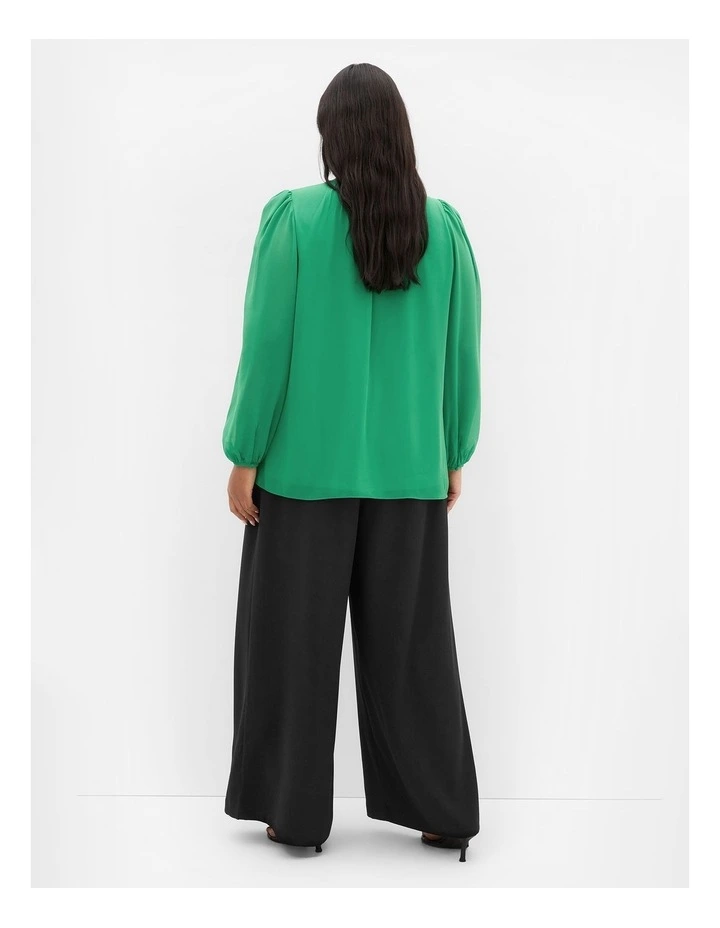 Plus Size Kelly Sheer Sleeve Top in Kelly Green image 2