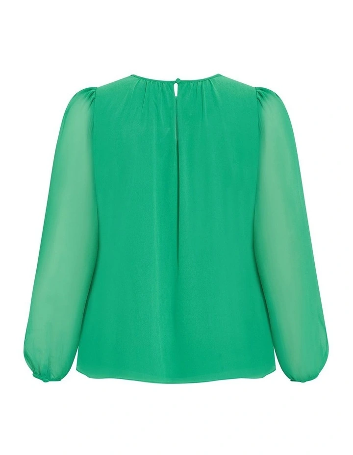 Plus Size Kelly Sheer Sleeve Top in Kelly Green image 4
