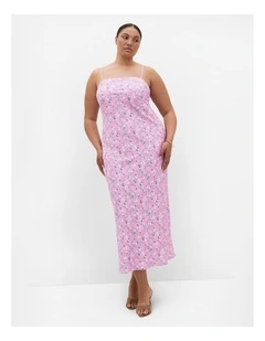 Plus Size Ellery Ditsy Print Maxi Dress in Light Fuschia
