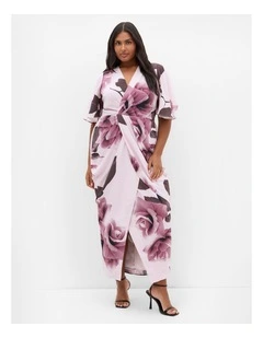 Plus Size Braelynn Bloom Print Maxi Dress in Blush
