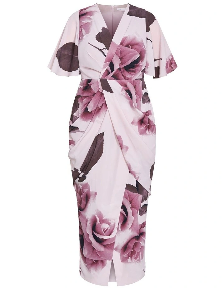 Plus Size Braelynn Bloom Print Maxi Dress in Blush image 3