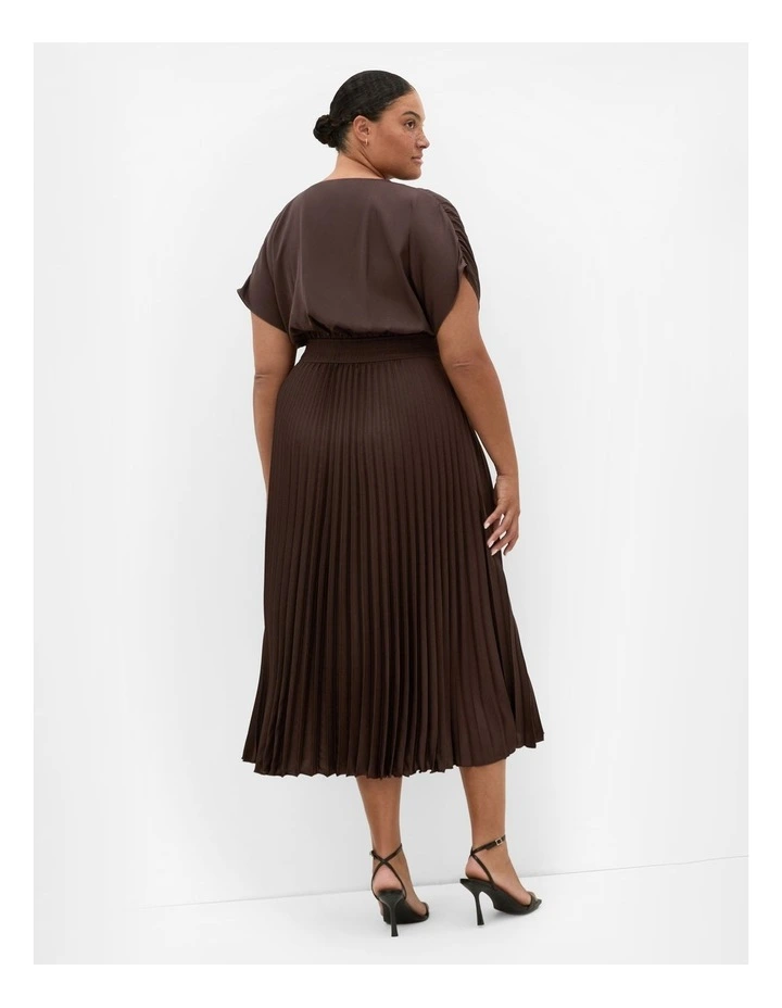 Plus Size Elia Pleat Dress in Chocolate image 2