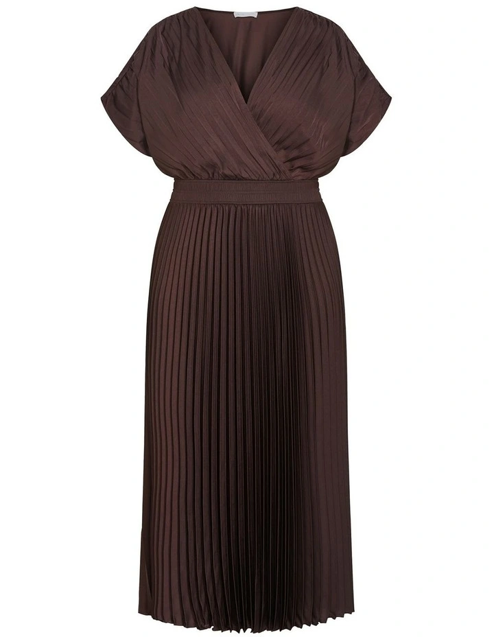 Plus Size Elia Pleat Dress in Chocolate image 3