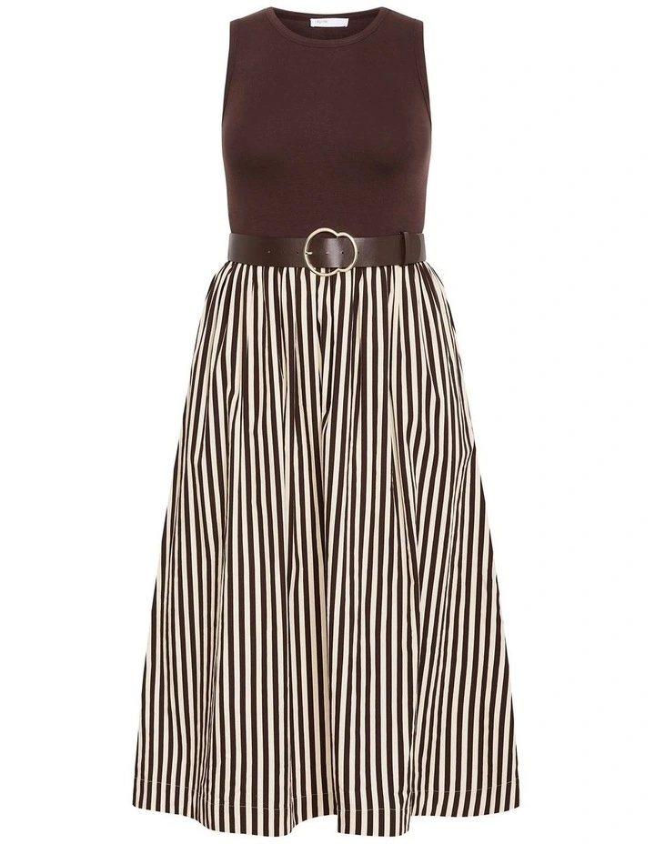 Plus Size Briar Contrast Stripe Dress in Dark Chocolate image 3