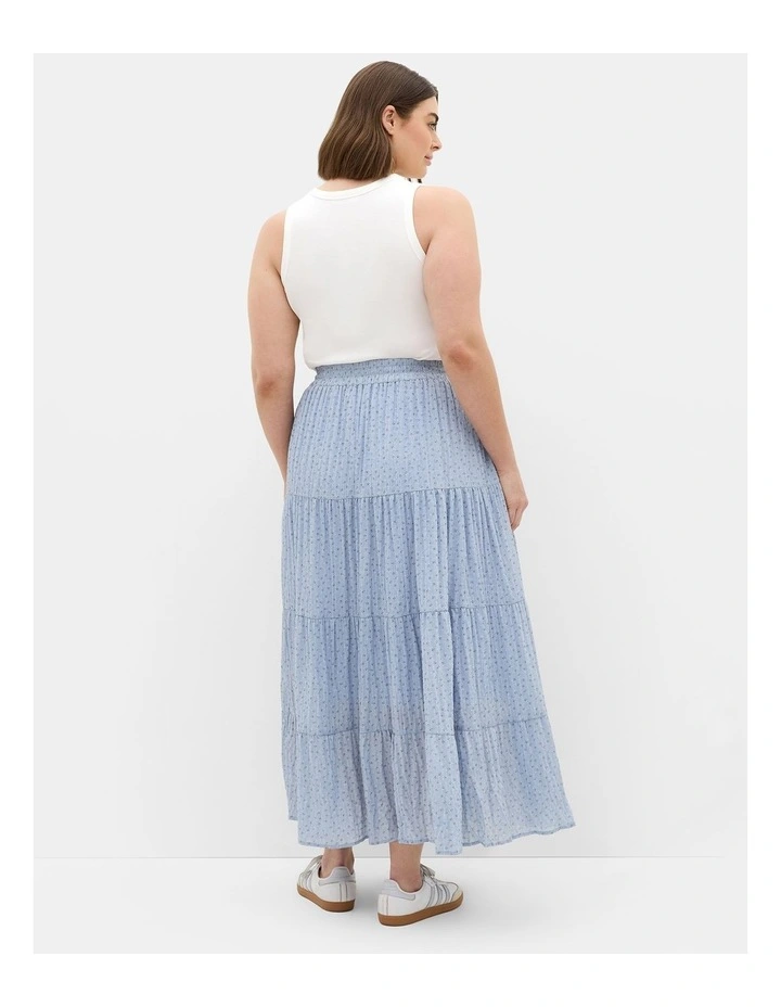 Plus Size Milly Ditsy Print Tiered Maxi Skirt in Blue image 2