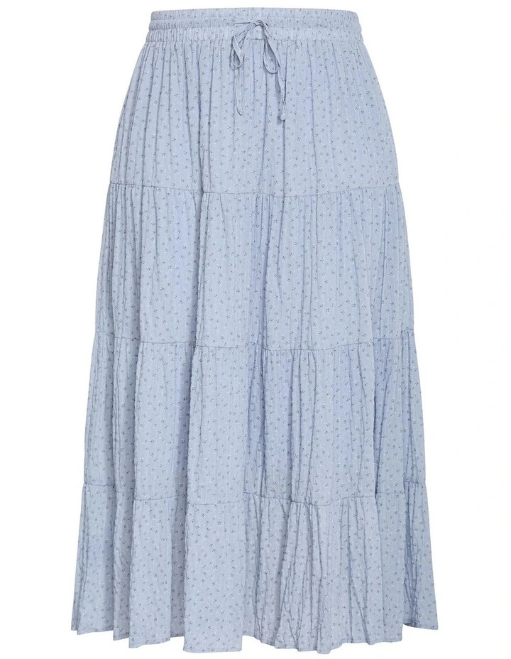 Plus Size Milly Ditsy Print Tiered Maxi Skirt in Blue image 3