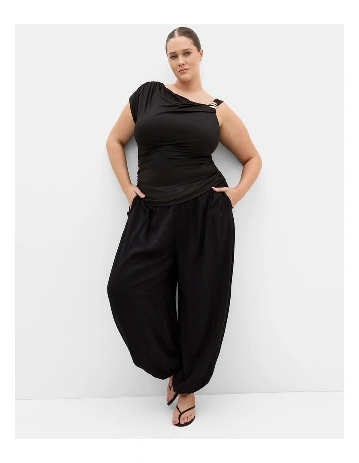 Plus Size Julie Strap Detail Top in Black image 1