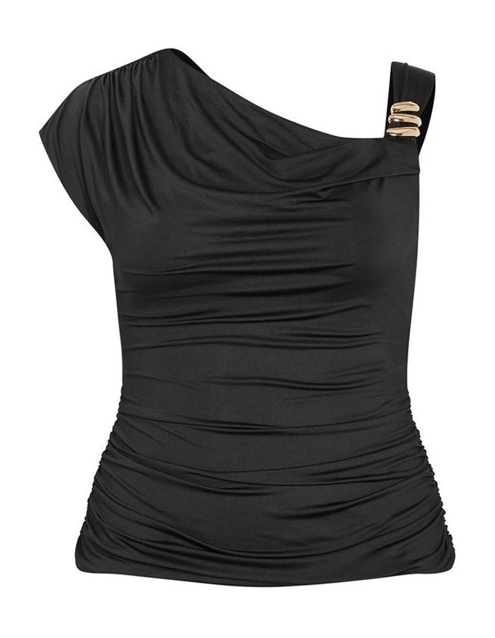 Plus Size Julie Strap Detail Top in Black image 3