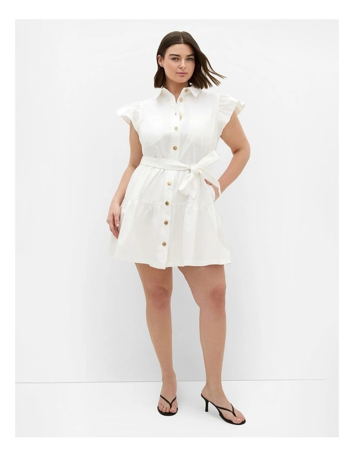 Plus Size Kelise Cotton Mini Dress in Ivory image 1