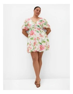 Plus Size Jamie Floral Print Bubble Dress in White