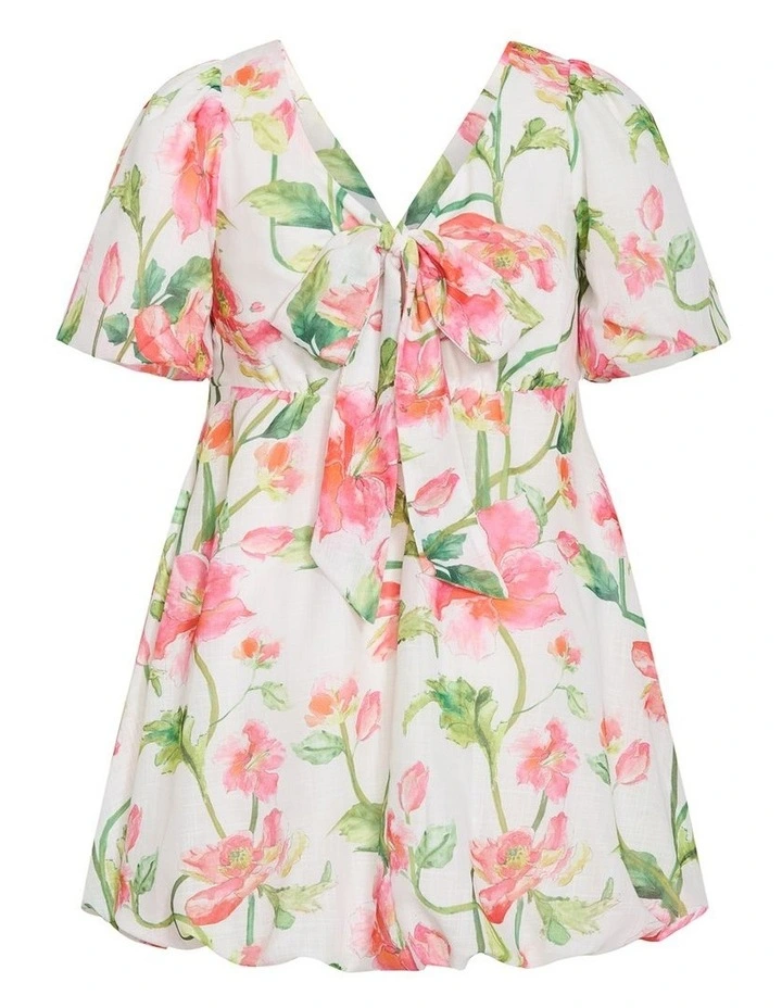 Plus Size Jamie Floral Print Bubble Dress in White image 4