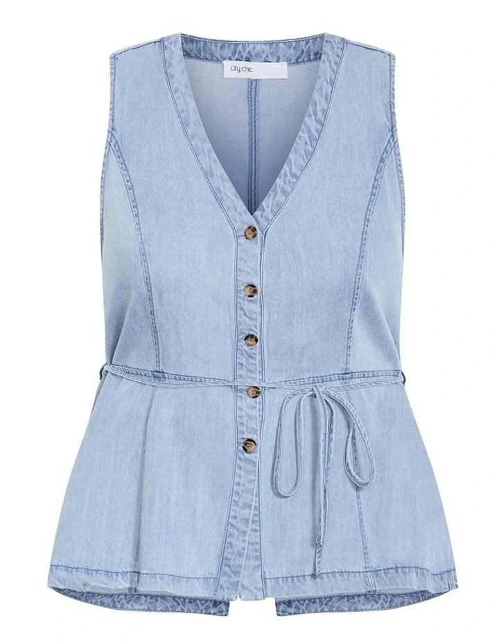 Plus Size Evani Soft Denim Vest in Light Wash image 3